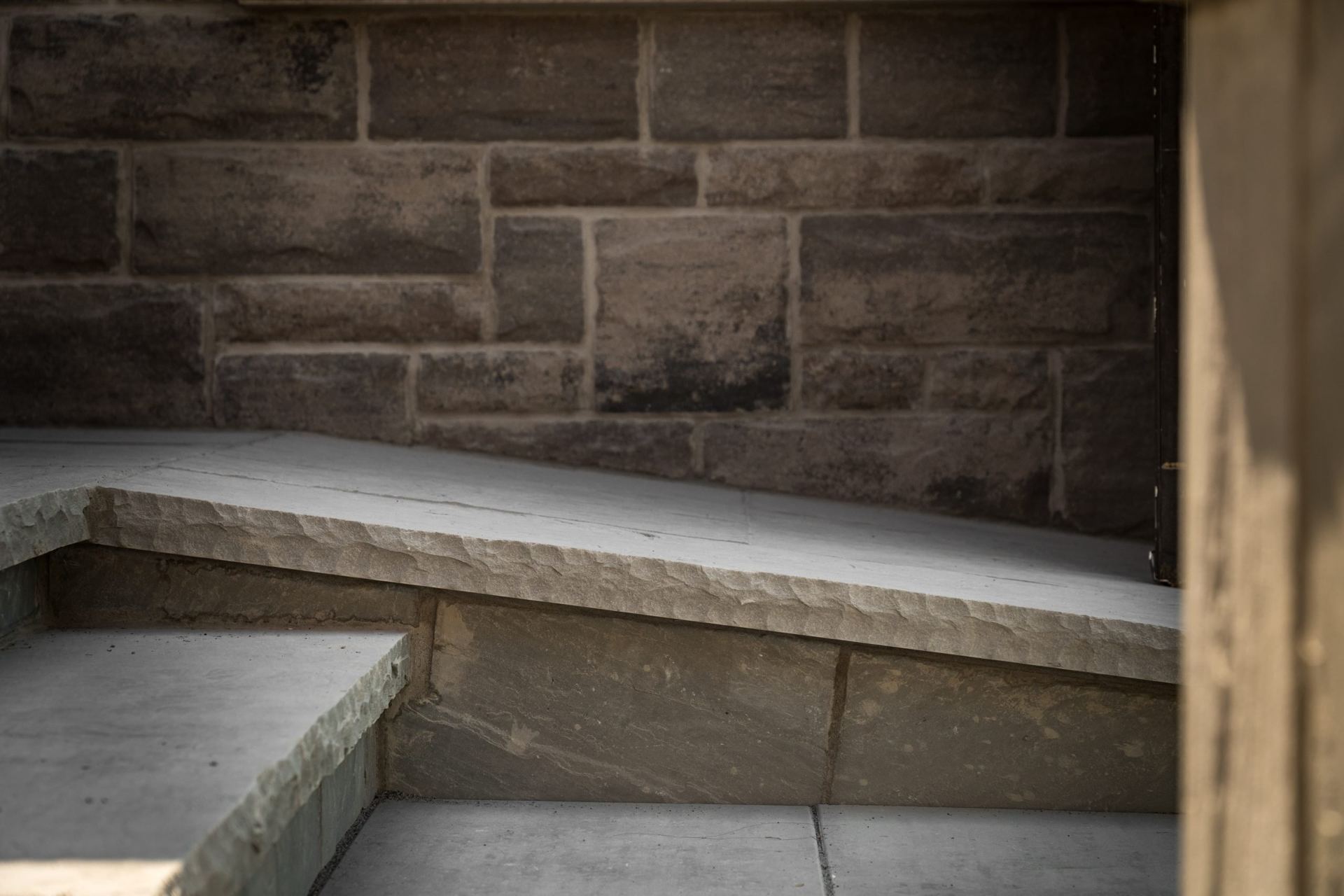 Close-up of stone steps and capping